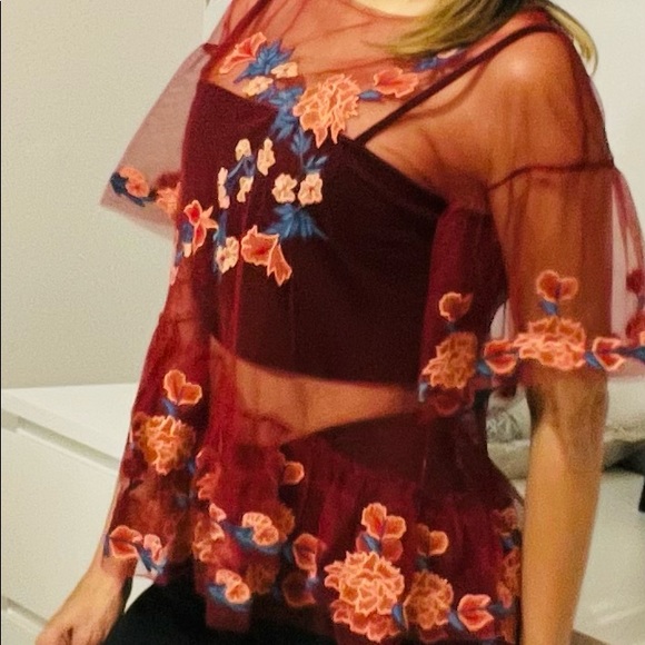 Zara Transparent Ruffle Top - Picture 1 of 2